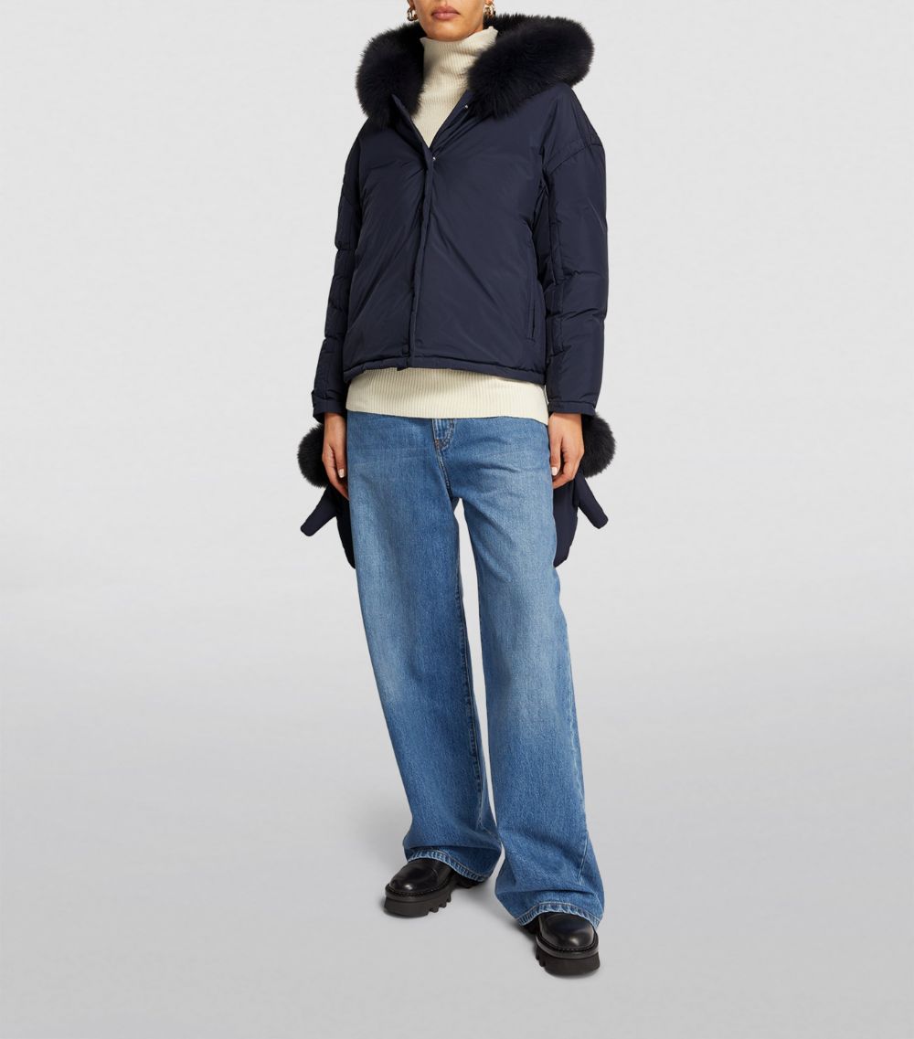 Yves Salomon Yves Salomon Hooded Fur-Trim Puffer Jacket With Gloves