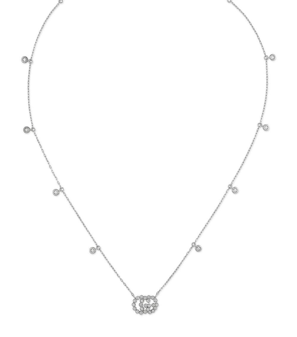 Gucci Gucci White Gold And Diamond Gg Logo Necklace