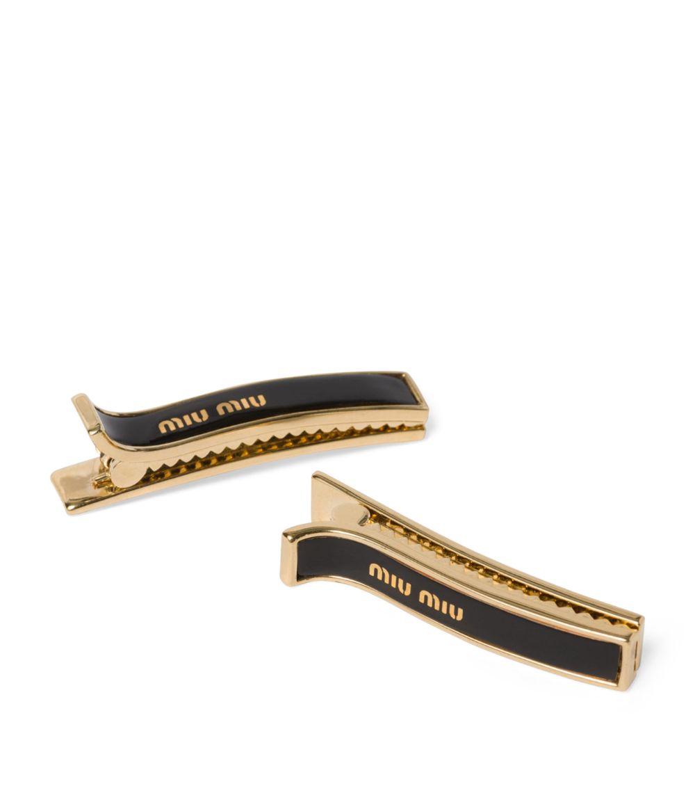 Miu Miu Miu Miu Set of 2 Enamel Logo Hair Clips