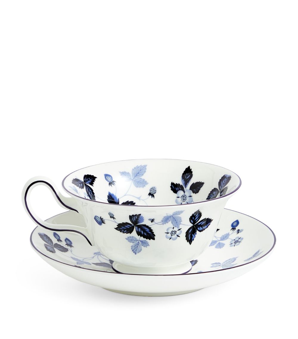 Wedgwood Wedgwood Wild Strawberry Inky Blue Teacup And Saucer