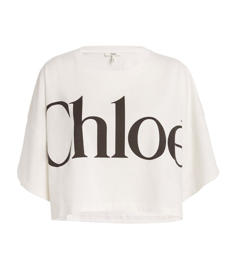 Chloé Chloé Cotton Logo Cropped T-Shirt