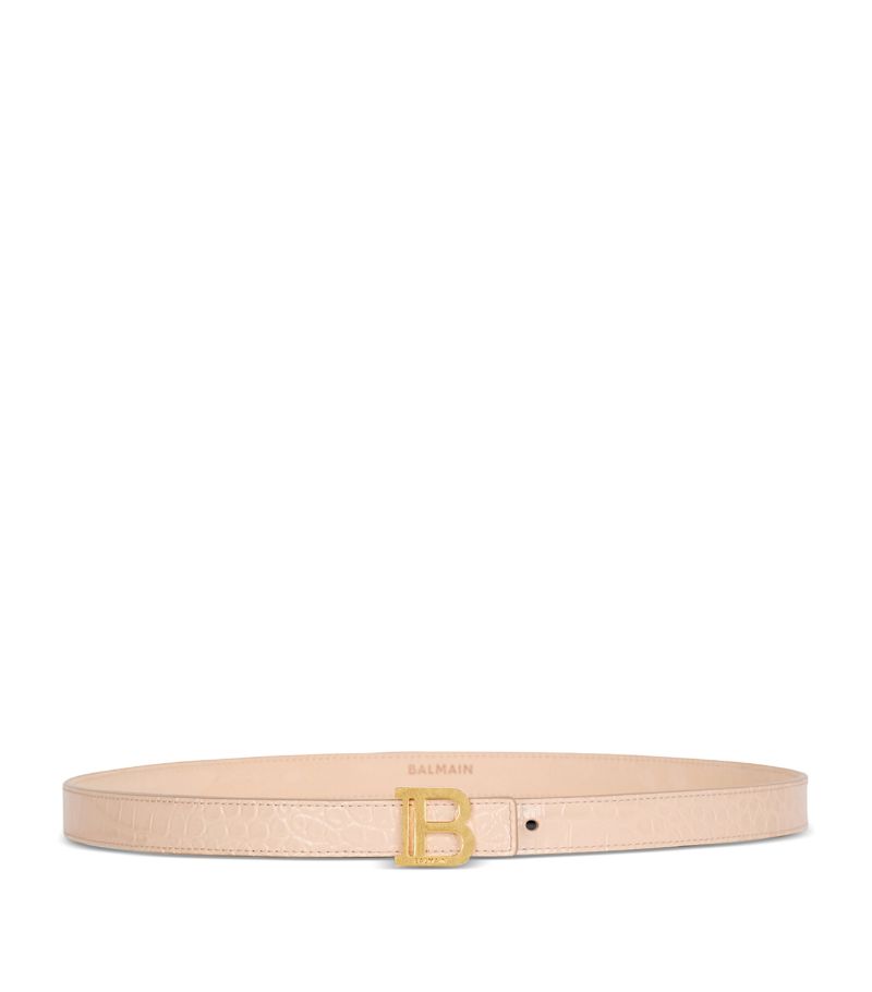 Balmain Balmain Leather Croc-Embossed Logo Belt