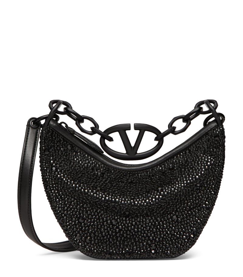 VALENTINO GARAVANI Valentino Garavani Mini Embellished Vlogo Moon Shoulder Bag