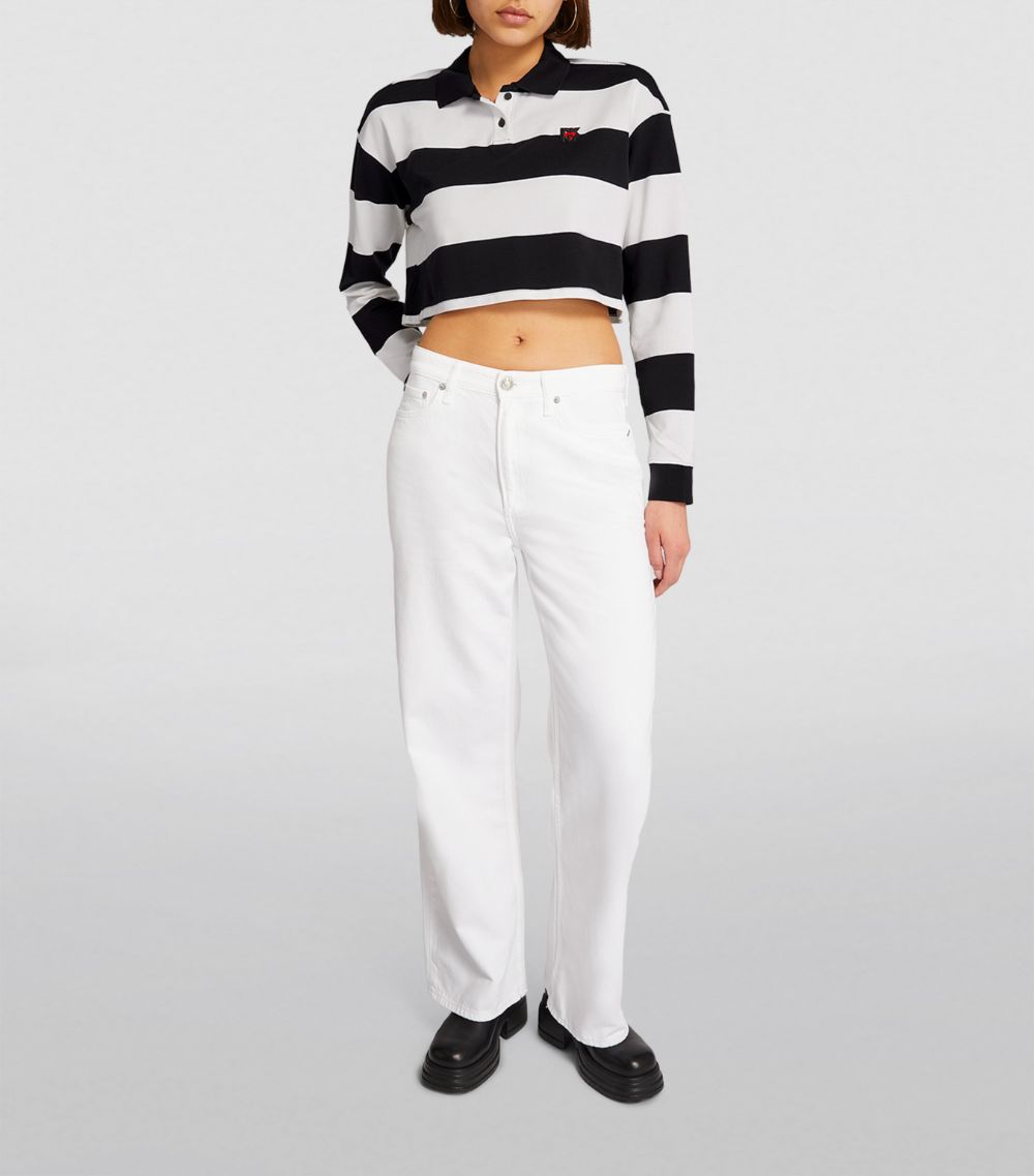 DKNY Dkny Striped Cropped Polo Shirt