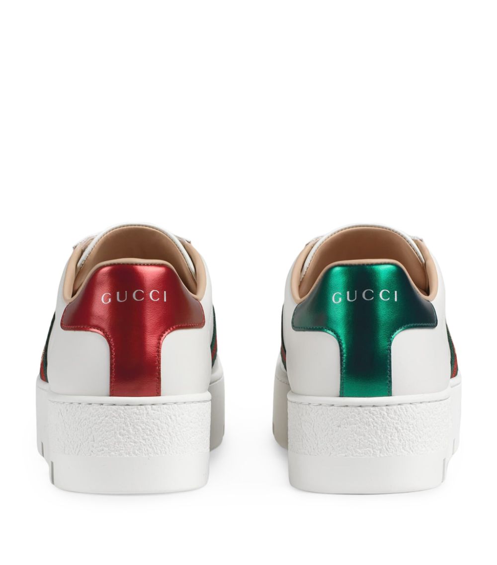 Gucci Gucci Leather Embroidered Ace Platform Sneakers