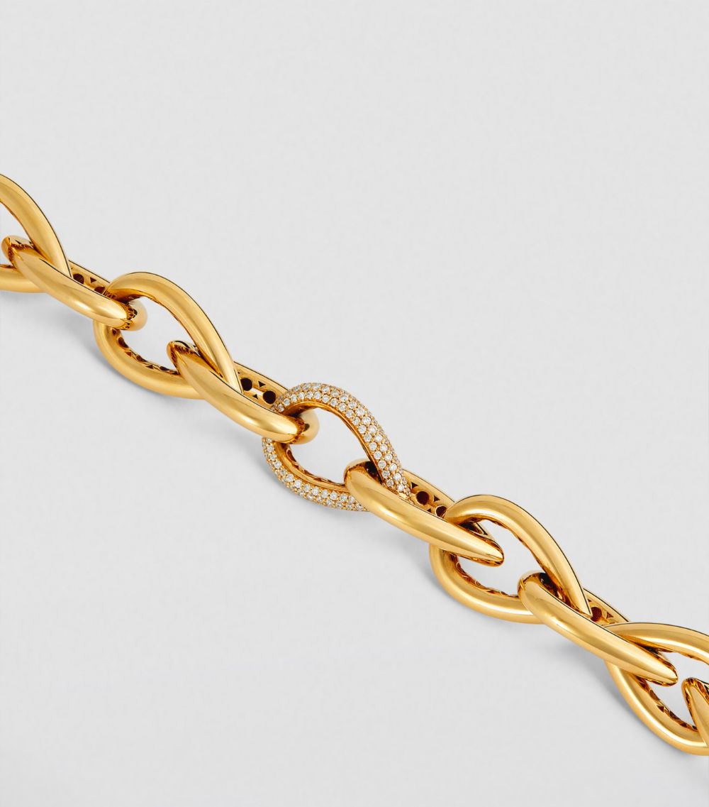 Engelbert Engelbert Yellow Gold And Diamond Drop Links Bracelet