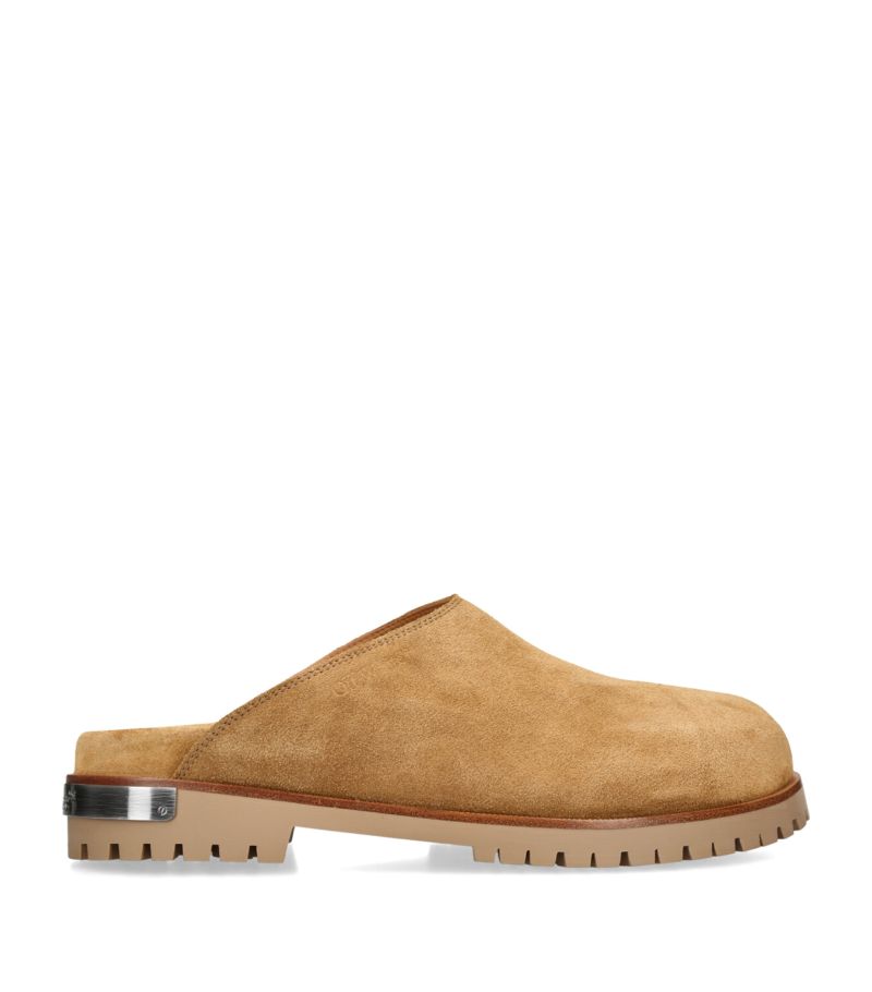 OFF-WHITE Off-White Suede Logo-Plaque Clogs