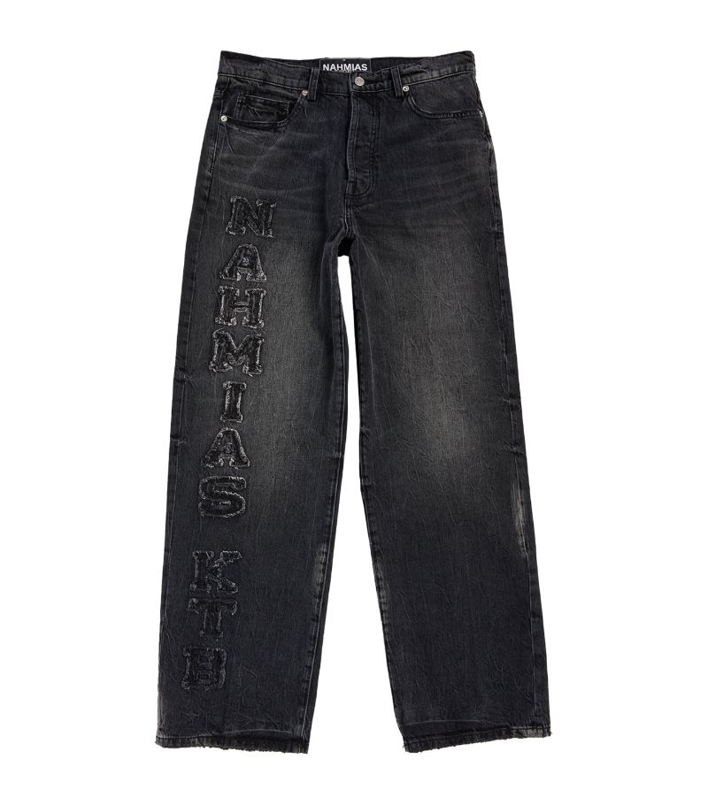 Nahmias Nahmias X Kodak Black Logo-Patch Wide-Leg Jeans