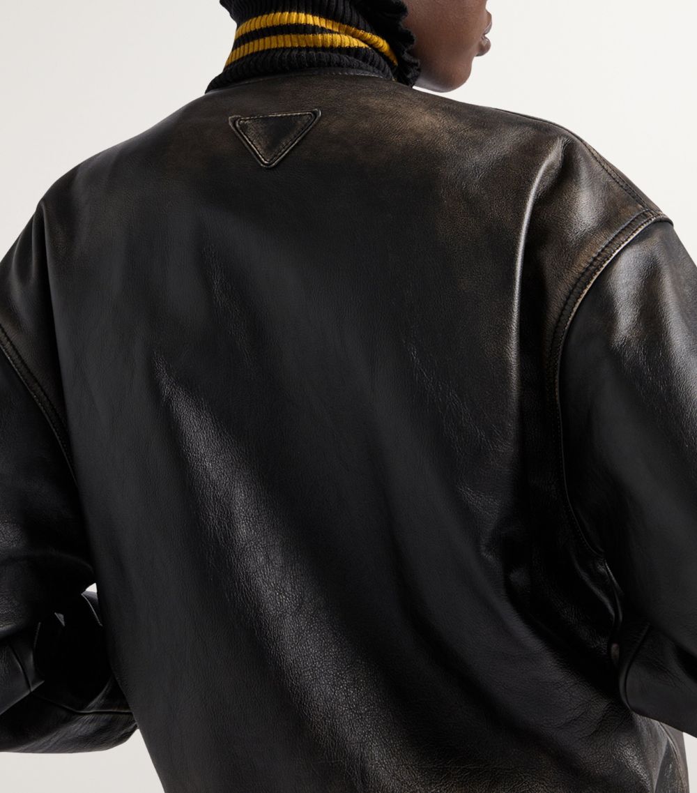 Prada Prada Leather Bomber Jacket