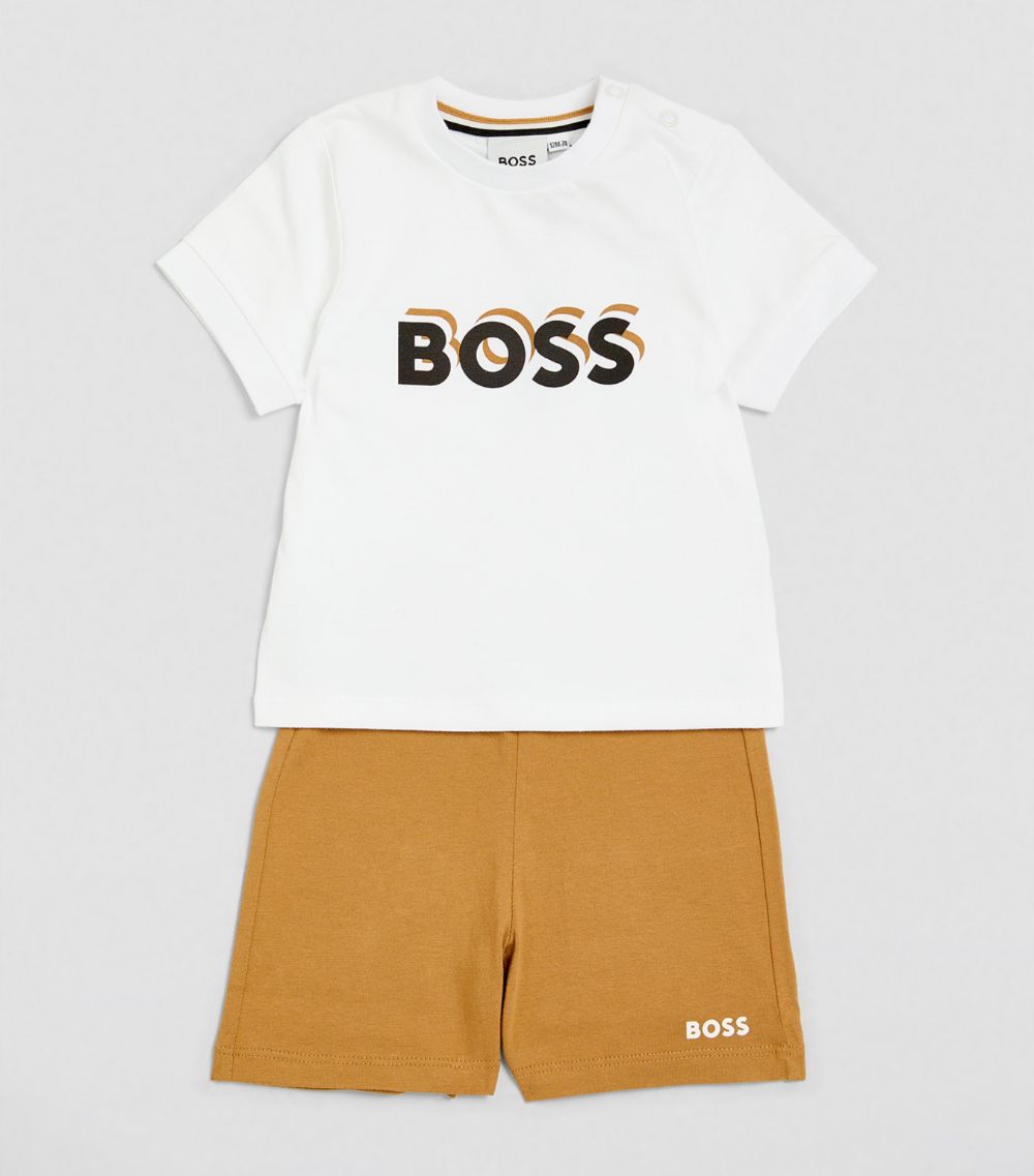 Boss Kidswear Boss Kidswear Cotton Logo T-Shirt And Shorts Set (3-18 Months)