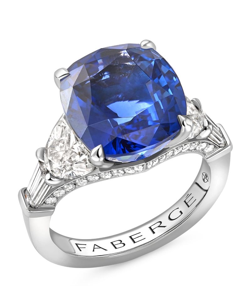 Fabergé Fabergé Platinum, Cushion-Cut Sapphire and Diamond Colours of Love Ring