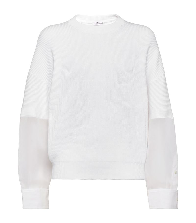 Brunello Cucinelli Brunello Cucinelli Sheer-Detail Ribbed Sweatshirt