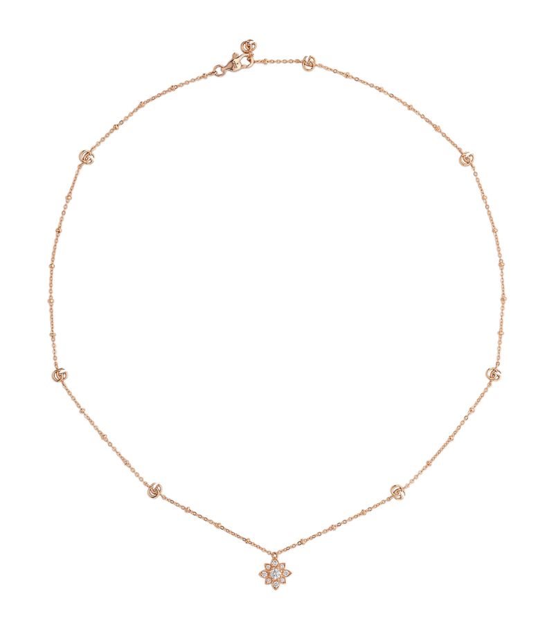 Gucci Gucci Rose Gold And Diamond Flora Necklace