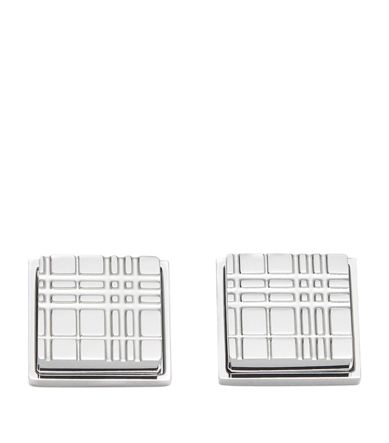 Burberry Burberry Palladium-Plated Check Square Cufflinks