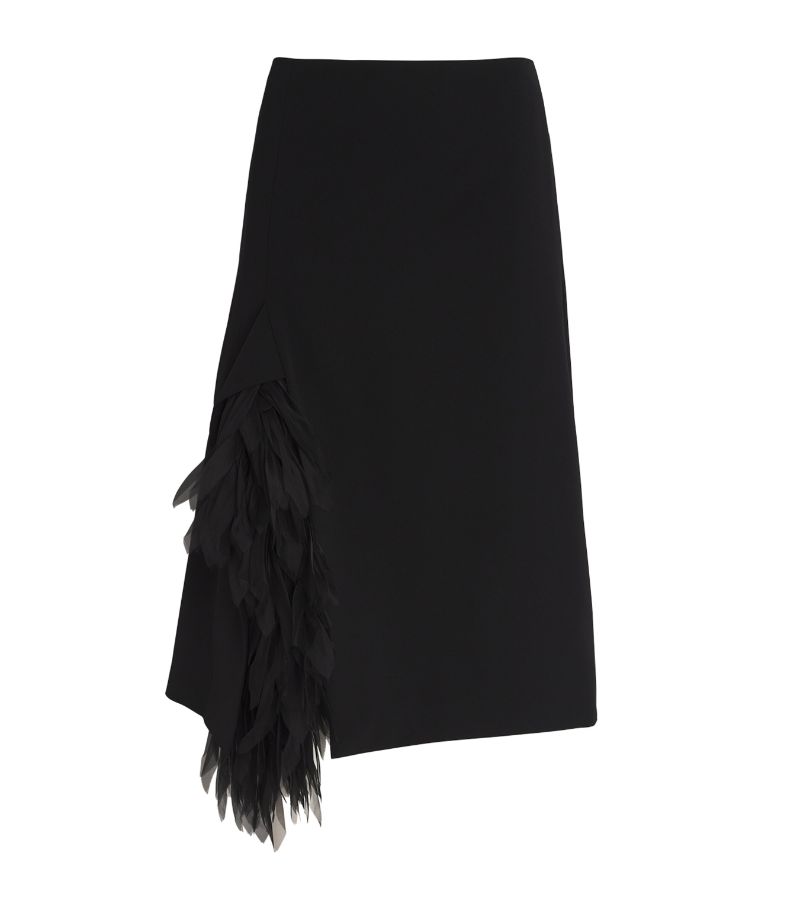 Stella McCartney Stella Mccartney Stretch-Wool Tulle Feather-Trim Skirt