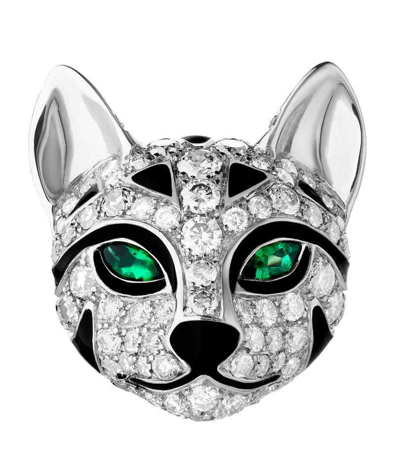 Boucheron Boucheron White Gold, Diamond And Emerald Fuzzy, The Leopard Cat Earrings
