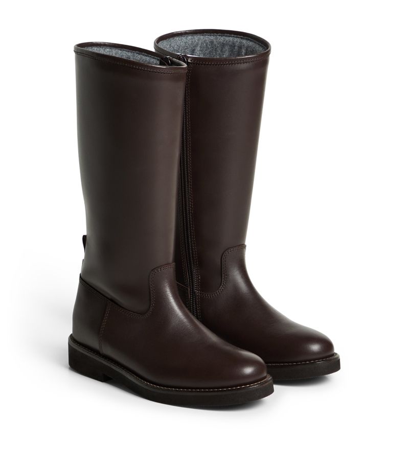 Brunello Cucinelli Kids Brunello Cucinelli Kids Calfskin-Wool Riding Boots