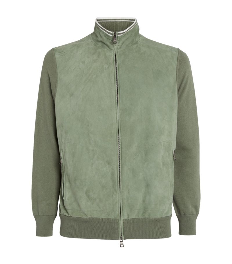 Fioroni Cashmere Fioroni Cashmere Suede-Cashmere-Blend Bomber Jacket