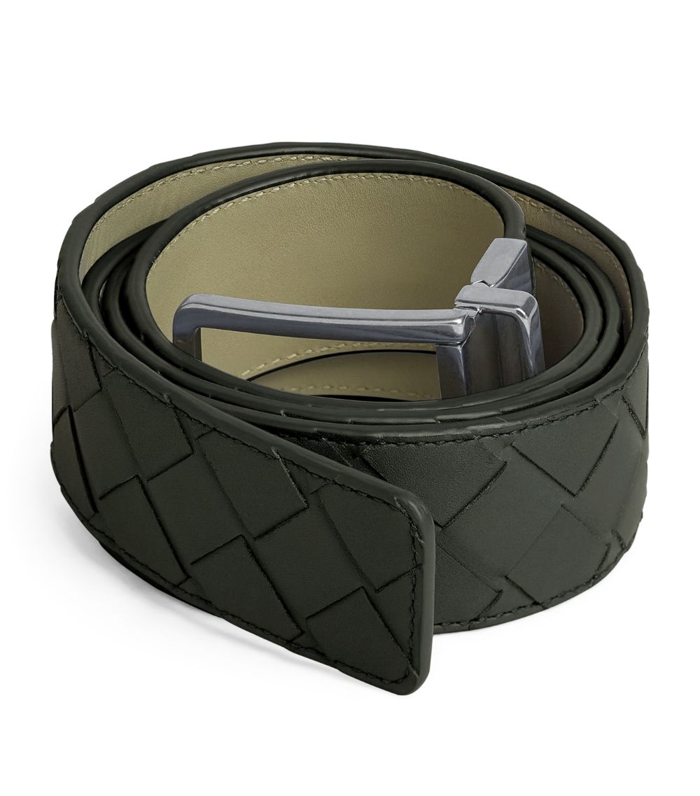 Bottega Veneta Bottega Veneta Leather Intrecciato Reversible Belt