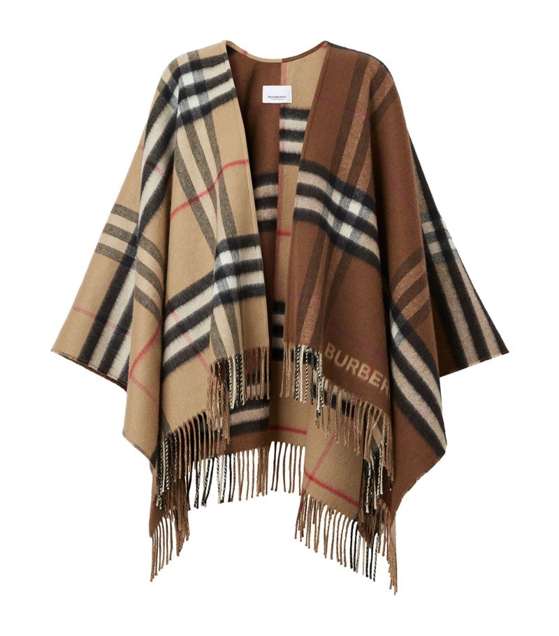 Burberry Burberry Wool-Cashmere Contrast Check Cape