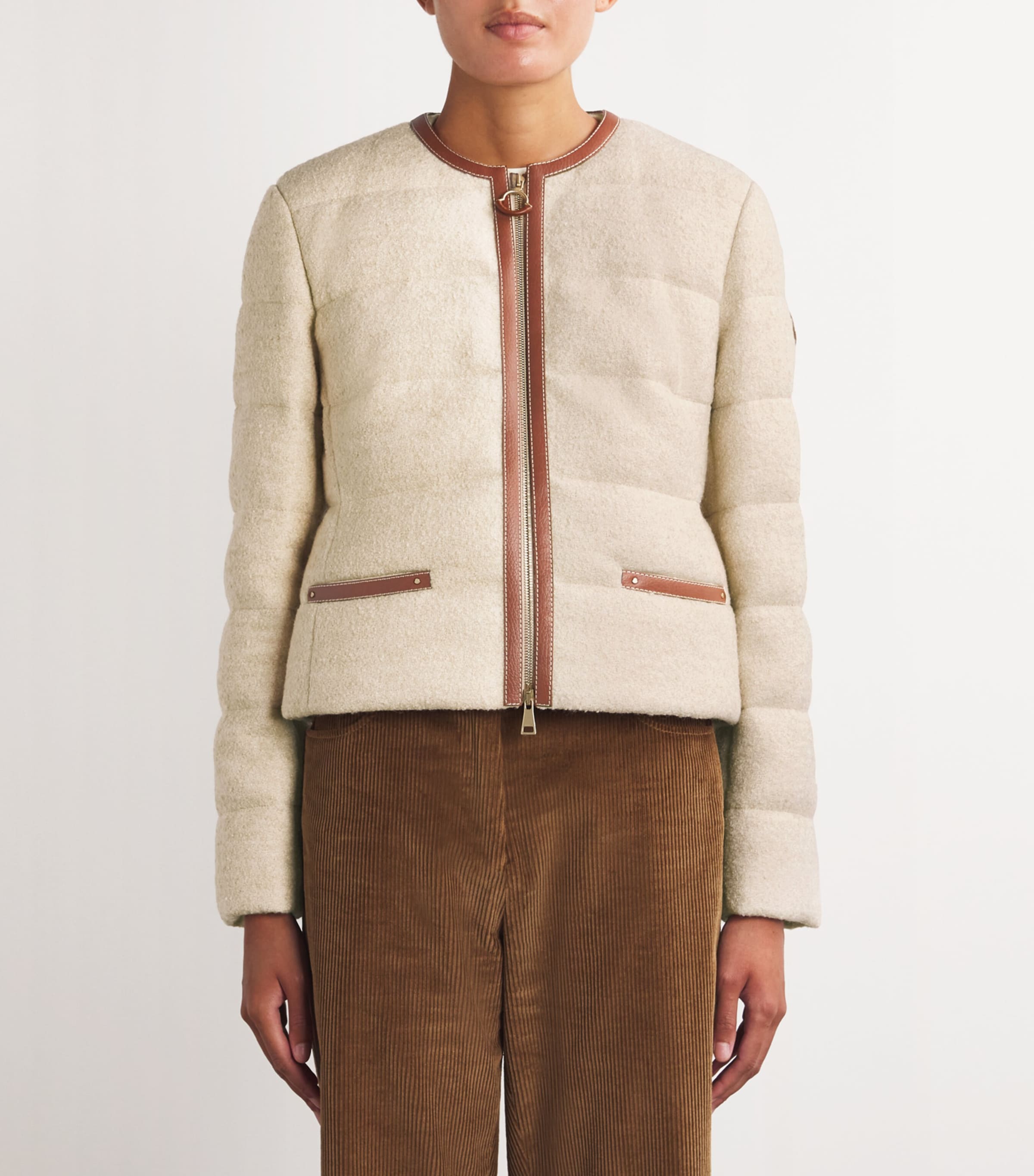 Moncler Moncler Leather-Trim Serinde Puffer Jacket