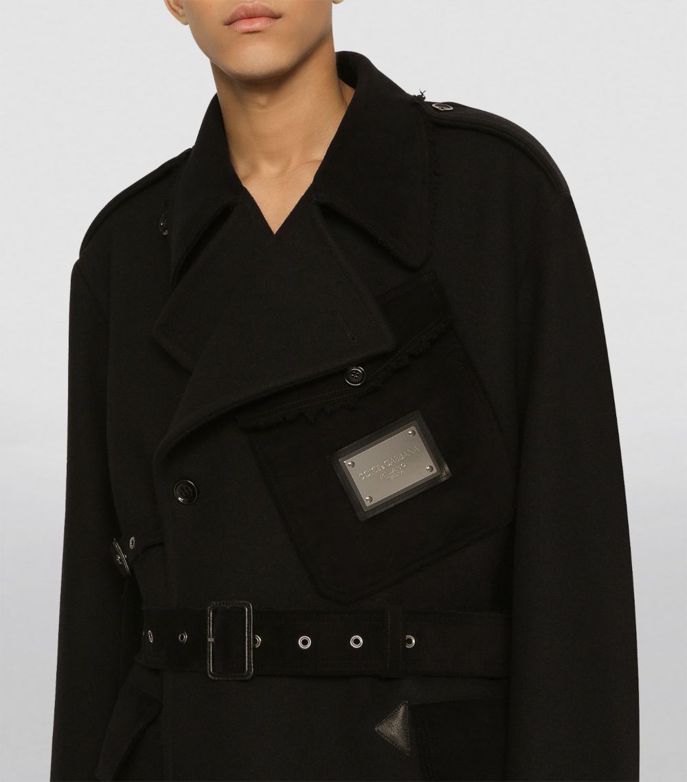 Dolce & Gabbana Dolce & Gabbana Wool Plaque Trench Coat