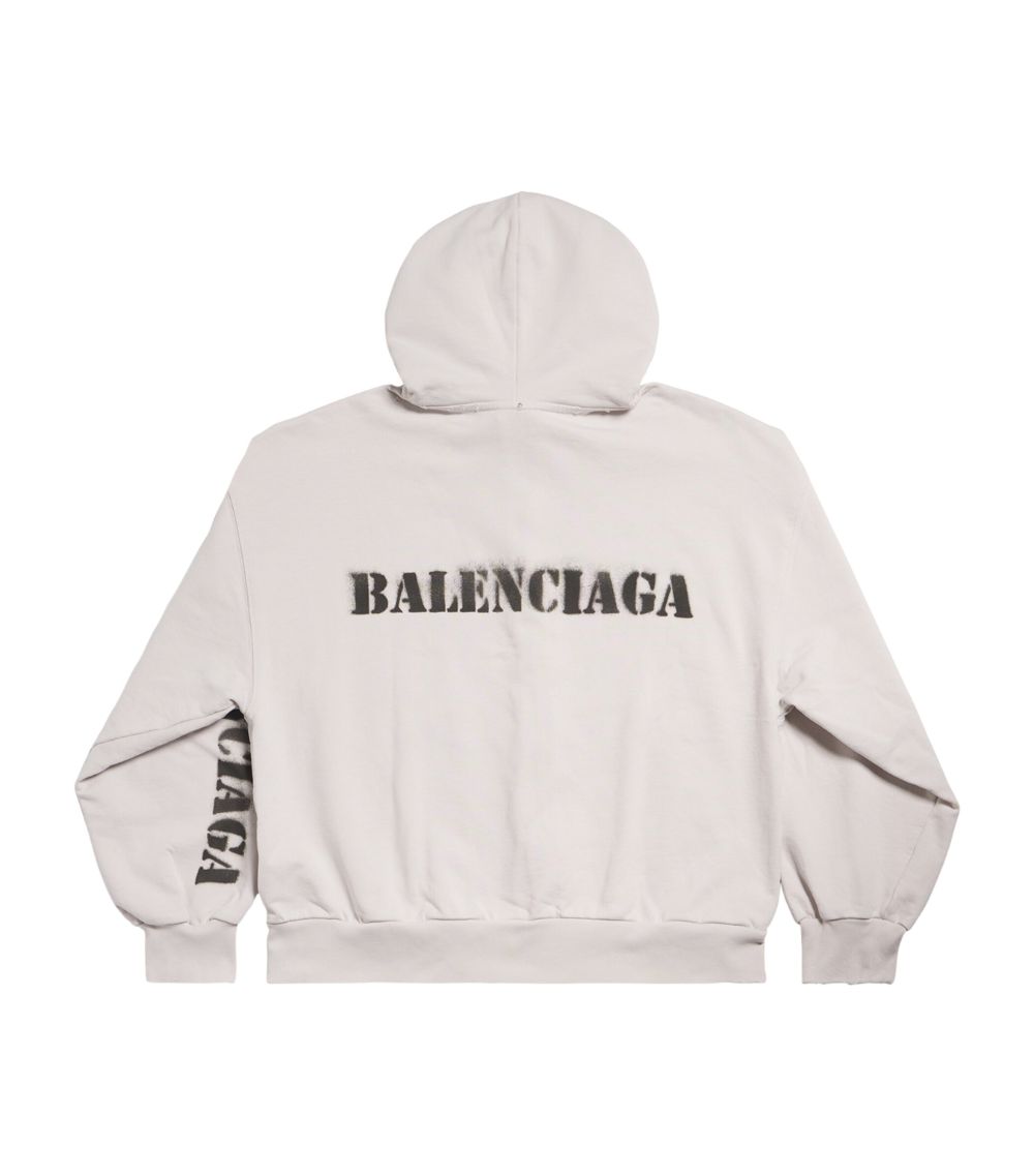 Balenciaga Balenciaga Stencil Logo Zip-Up Hoodie