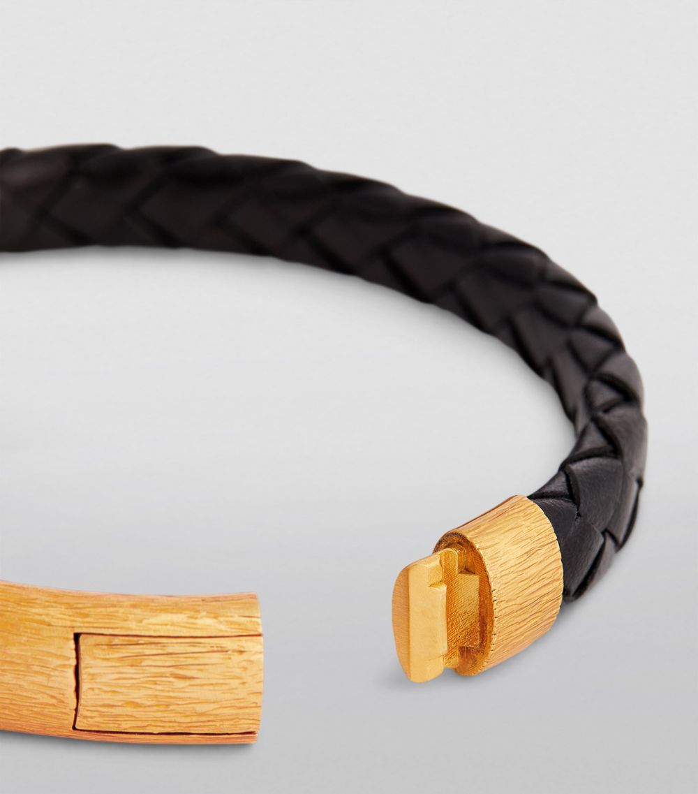 Tateossian Tateossian Gold-Plated Leather Braided Bracelet