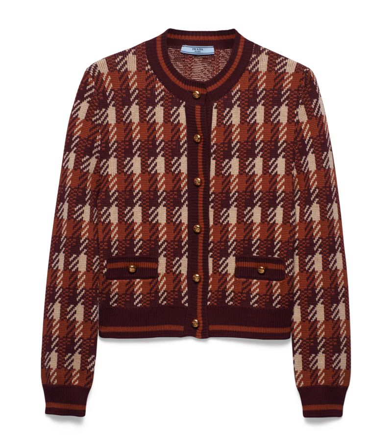 Prada Prada Wool Intarsia-Knit Cardigan