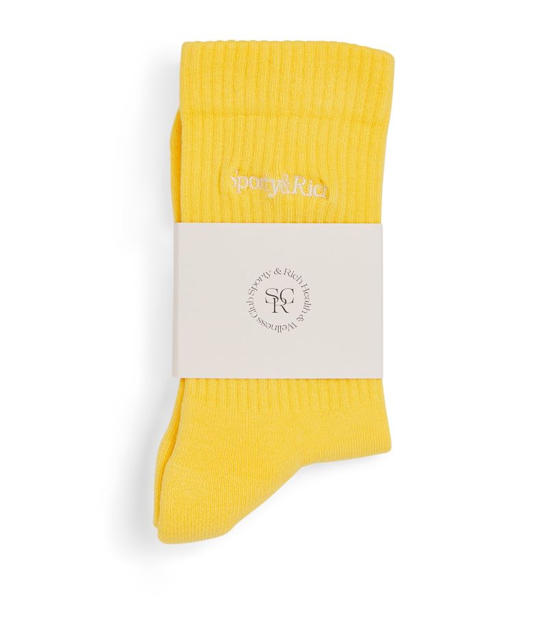 Sporty & Rich Sporty & Rich Cotton Embroidered-Logo Socks