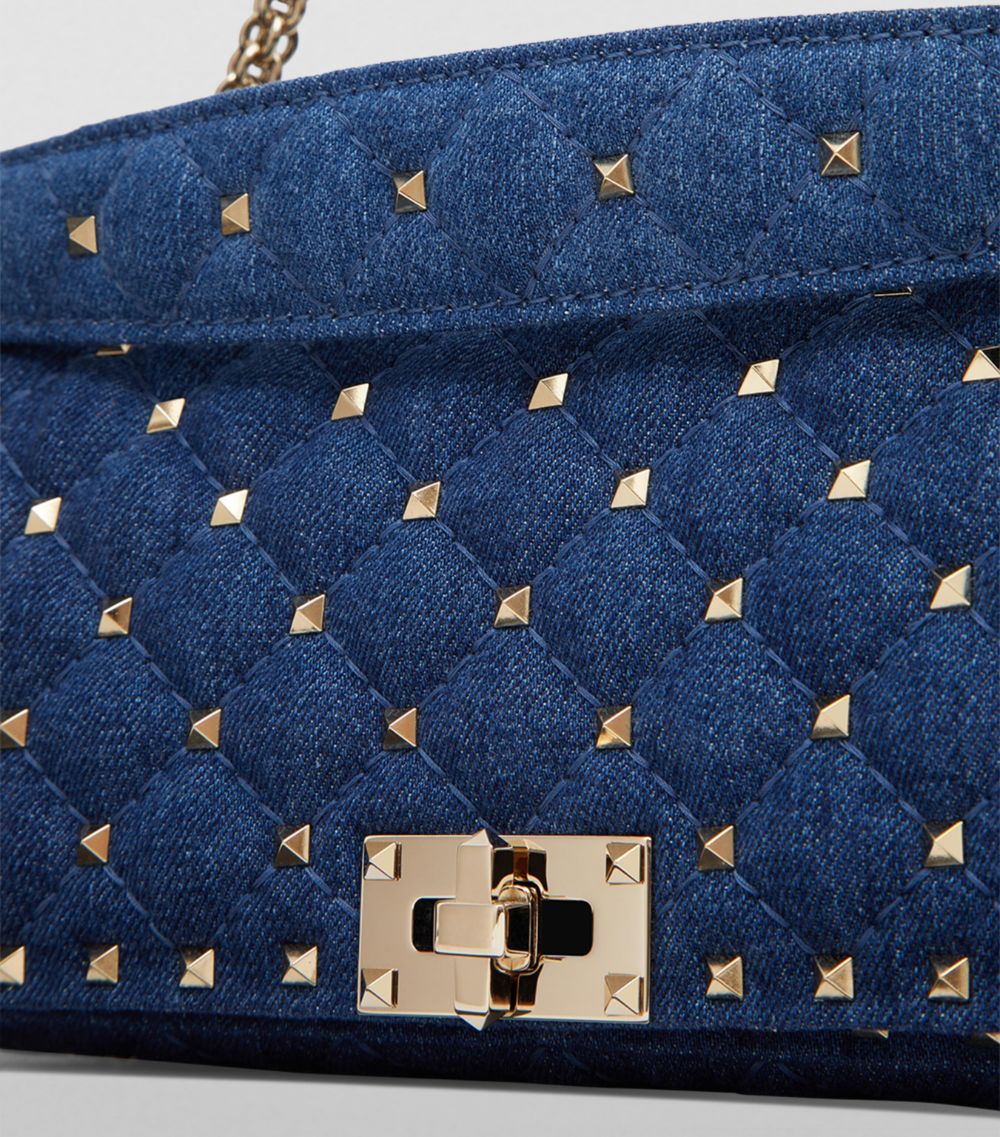 VALENTINO GARAVANI Valentino Garavani Denim Rockstud Spike Shoulder Bag