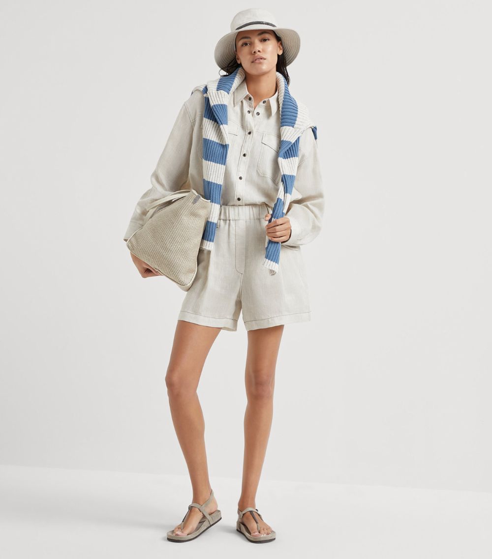 Brunello Cucinelli Brunello Cucinelli Lessivé Linen Tailored Shorts