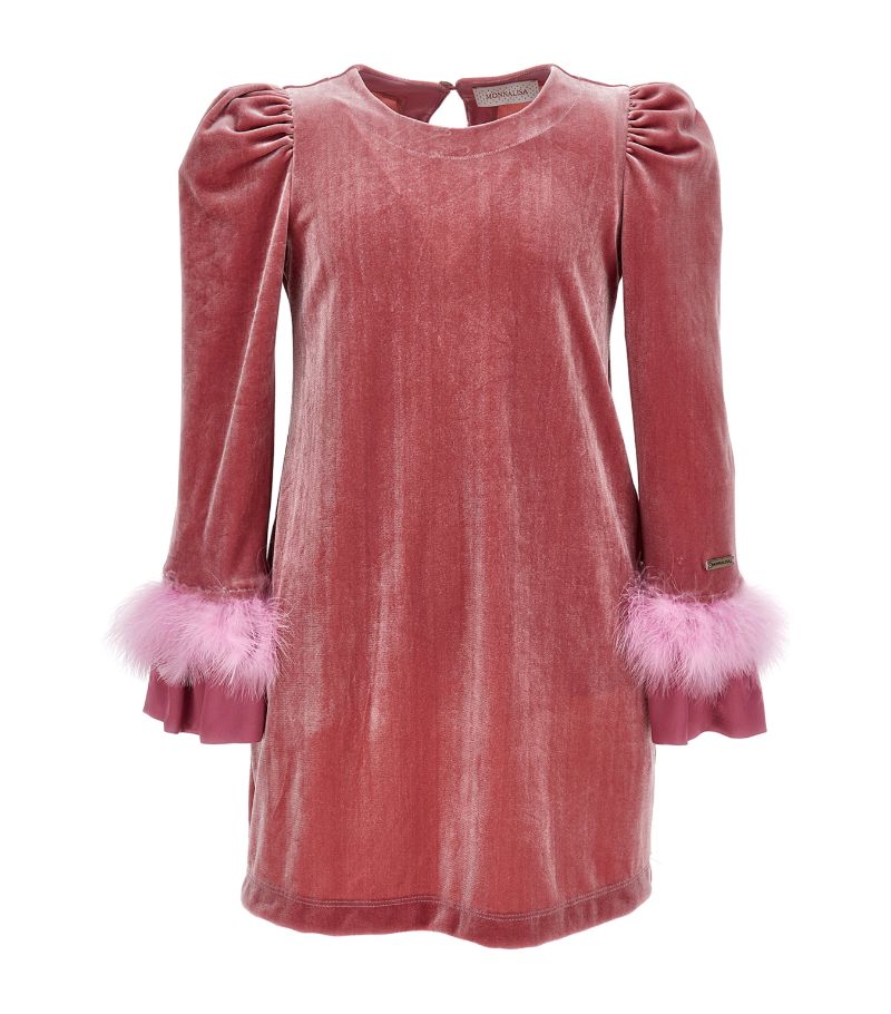 Monnalisa Monnalisa Chenille Feather-Trim Dress (2-16 Years)