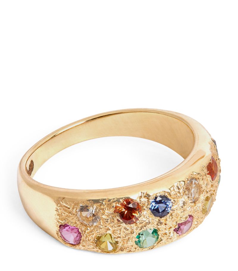 Bleue Burnham Bleue Burnham Mini Recycled Gold And Rainbow Sapphire Riviera Ring