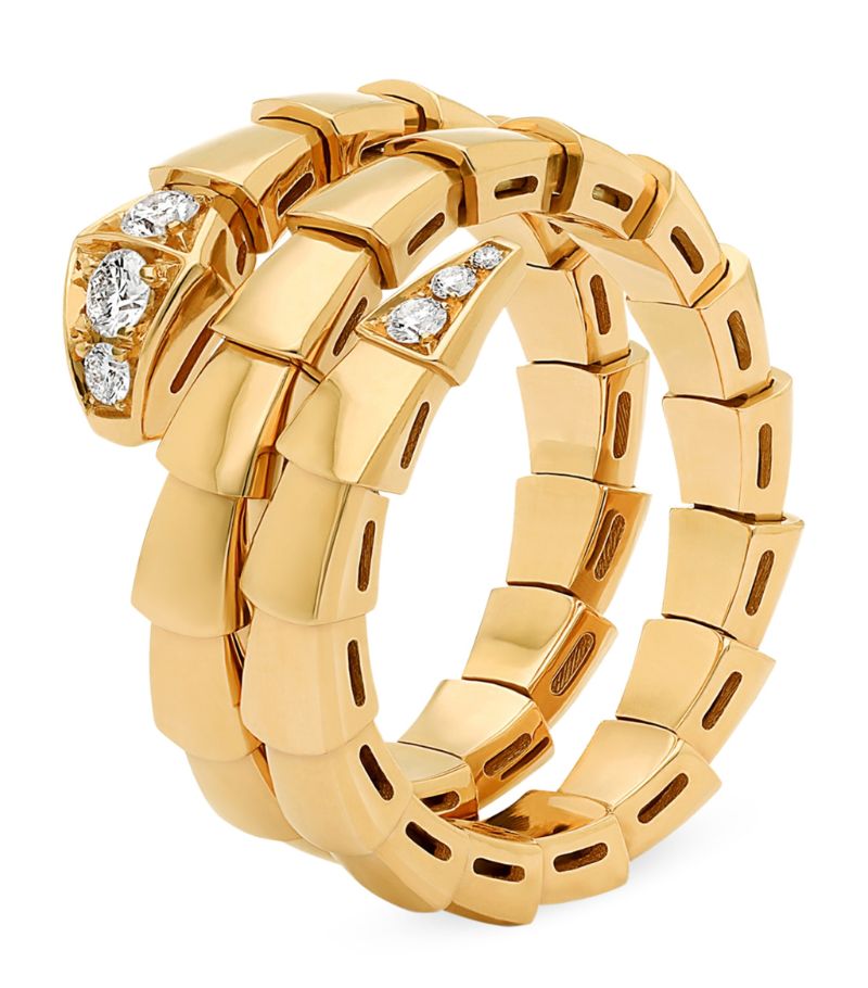 Bvlgari Bvlgari Yellow Gold And Diamond Serpenti Viper Ring