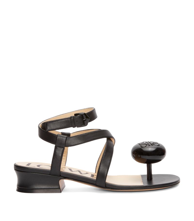 Loewe Loewe X Paula'S Ibiza Leather Calle Pebble Heeled Sandals 25