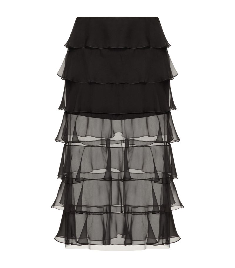 VALENTINO GARAVANI Valentino Garavani Sheer-Silk Ruffled Midi Skirt