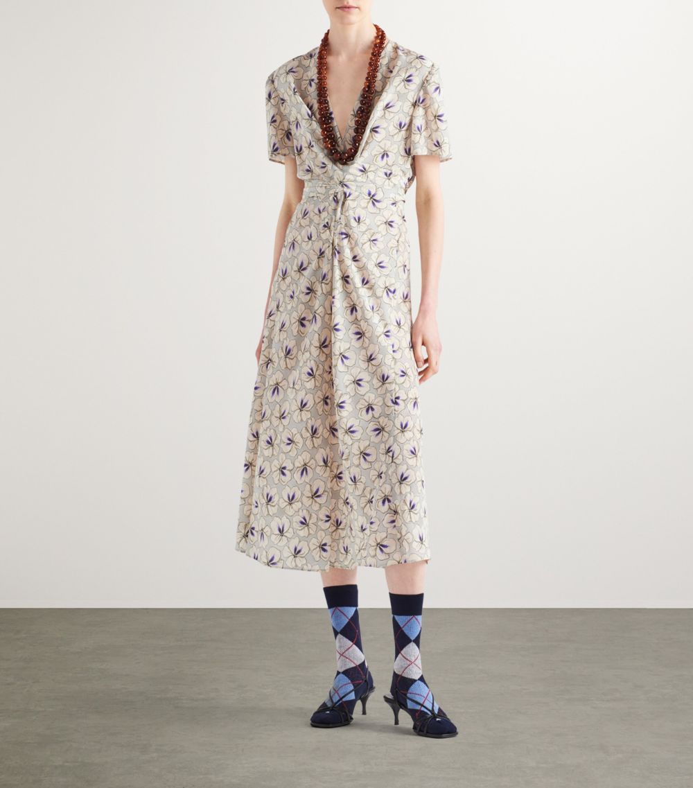 Prada Prada Anemone Print Midi Dress