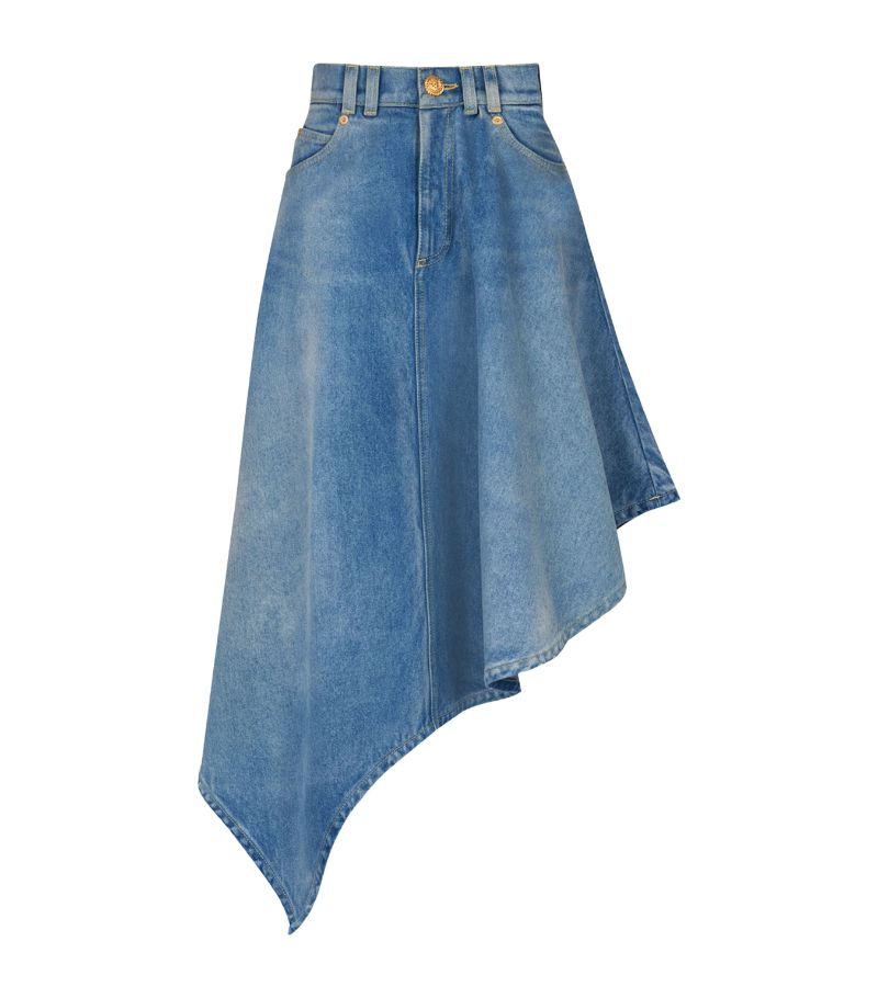 Balmain Balmain Asymmetric Midi Denim Skirt