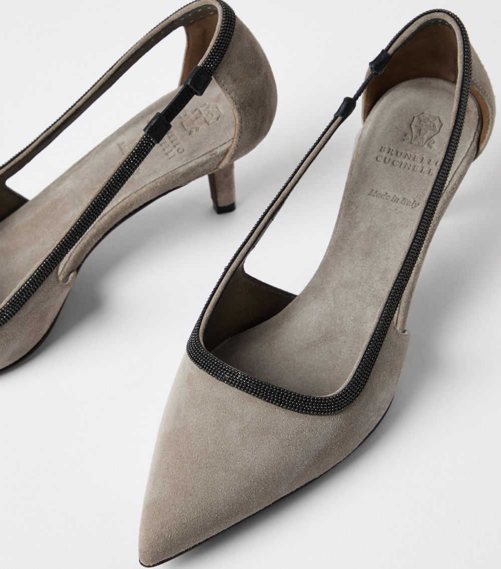 Brunello Cucinelli Brunello Cucinelli Suede Monili-Detail Pumps 55