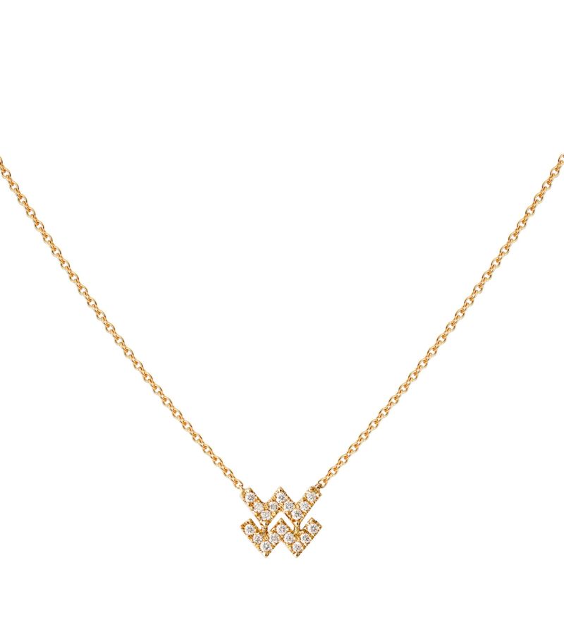 Engelbert Engelbert Yellow Gold And Diamond Star Sign Aquarius Necklace