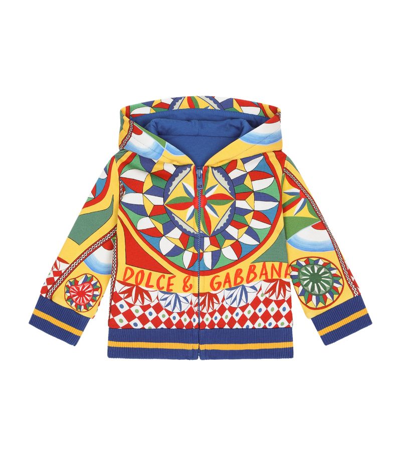 Dolce & Gabbana Dolce & Gabbana Kids Cotton Carretto Print Zip-Up Hoodie (3-30 Months)