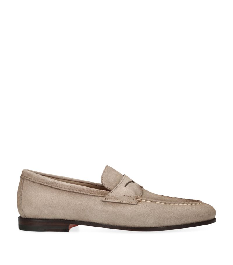 Santoni Santoni Suede Carlos Penny Loafers