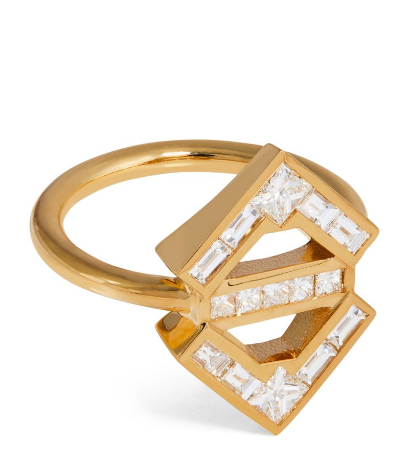 Azlee Azlee Yellow Gold And Diamond Glow Ring (Size 6.5)