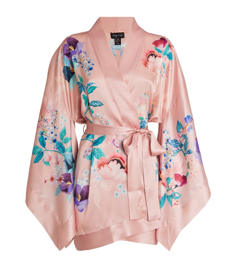 Meng Meng Silk Floral Short Kimono