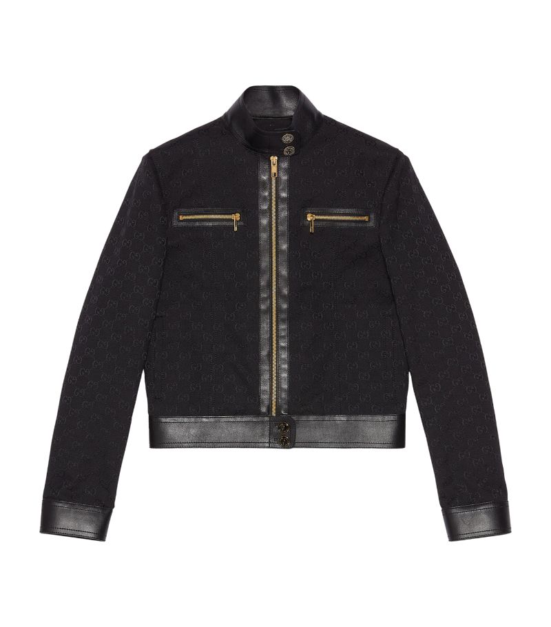 Gucci Gucci Leather-Trim GG Canvas Jacket