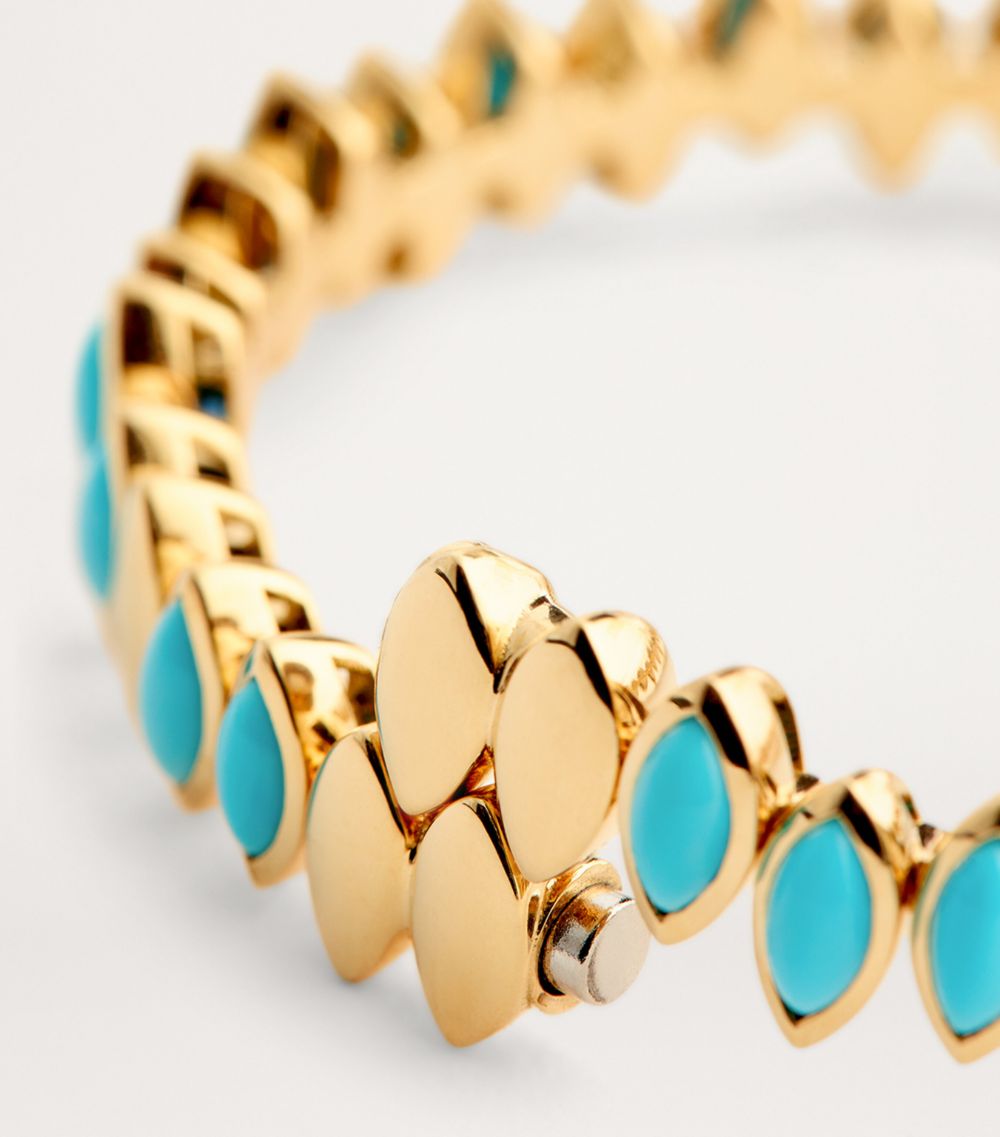 Netali Nissim Netali Nissim Yellow Gold And Turquoise Navette Bangle