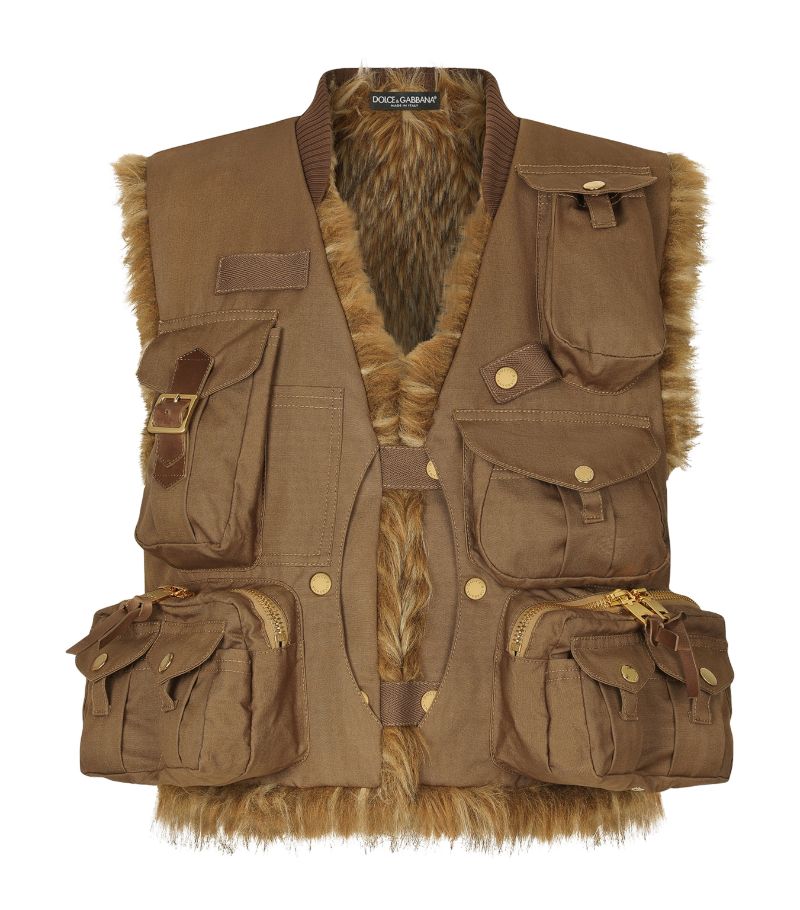 Dolce & Gabbana Dolce & Gabbana Cotton Faux-Fur-Lined Utility Gilet