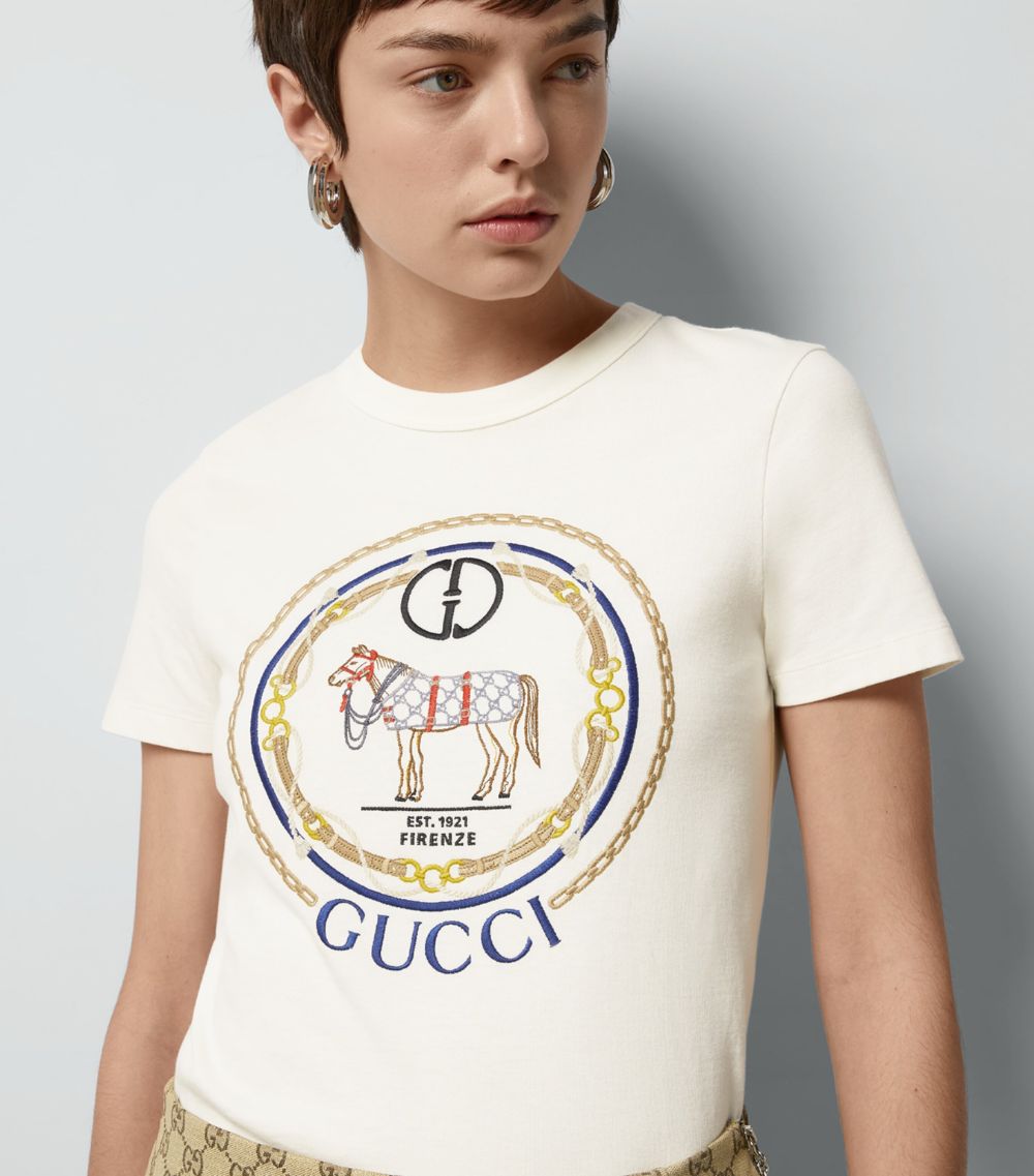 Gucci Gucci Horse Embroidered Logo T-Shirt