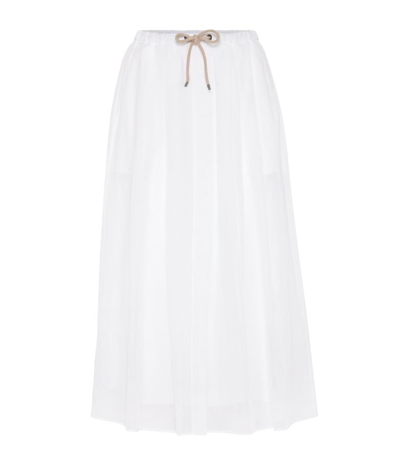 Brunello Cucinelli Brunello Cucinelli Cotton Organza Drawstring Skirt